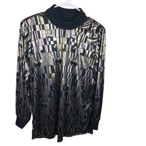 Vintage Judy Bond Metallic Top Mock Neck Size M Holiday Party Event Evening Glam